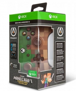 PowerA / Pad Kontroler Przewodowy Minecraft Blok Trawy / 2 dodatkowe guziki! / Xbox One / PC
