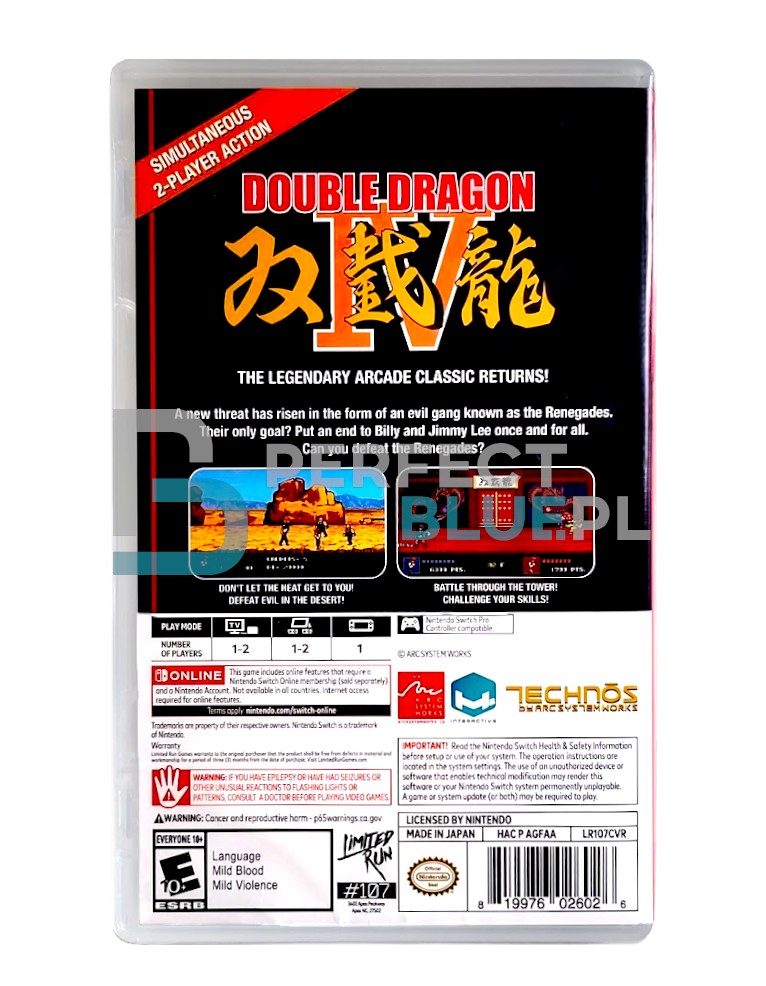 gra nintendo switch double dragon iv / limited run! / import usa