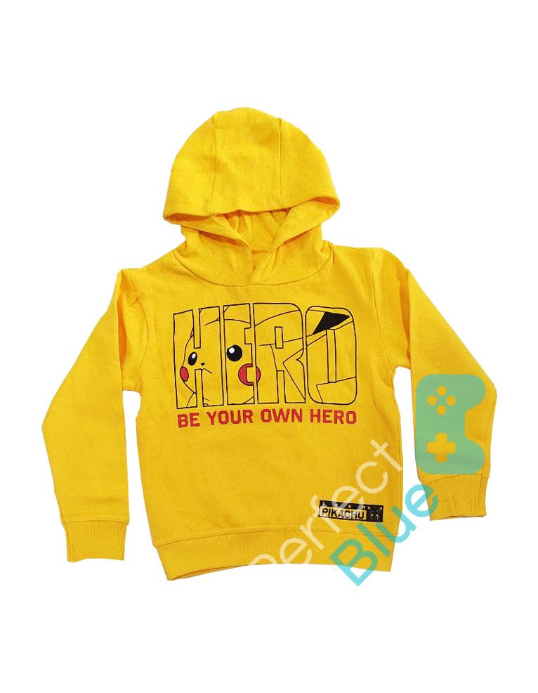 bluza z kapturem zolta pokemon pikachu logo