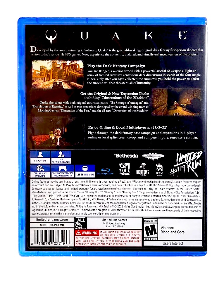 gra ps4 / ps5 / quake / limited run! / import usa