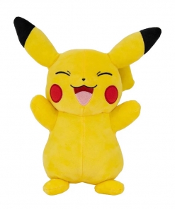 pluszowa maskotka pokemon pikachu stojący z zamkniętymi oczkami / 28cm