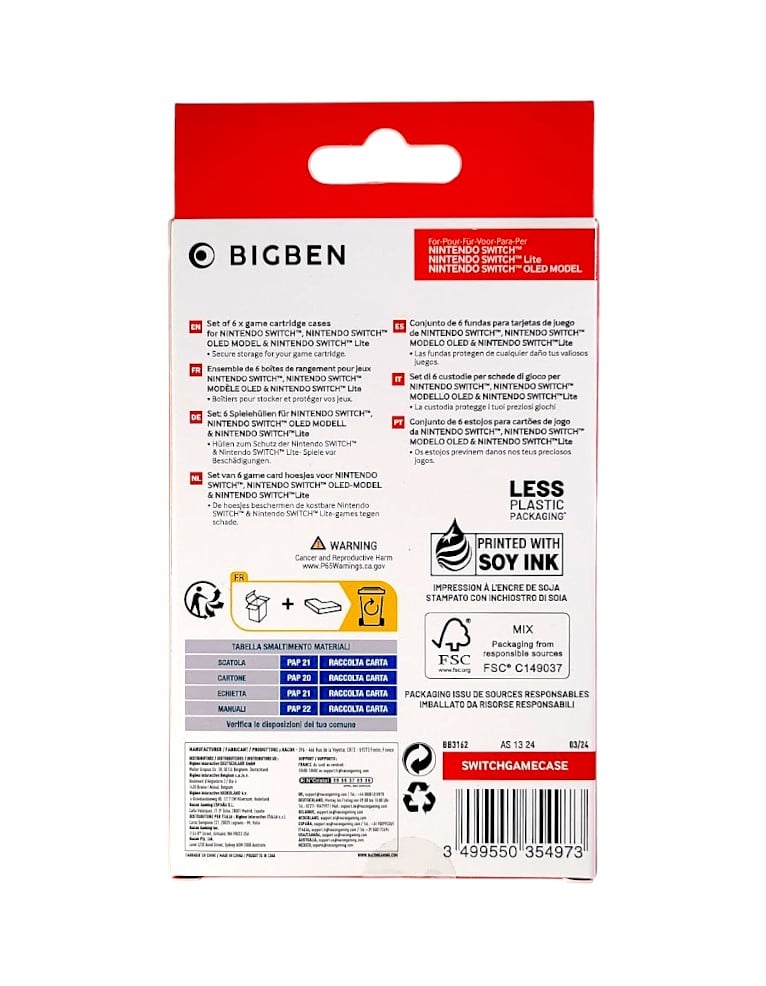 big ben / zestaw 6x etui na kartridże / switch 1 / 2