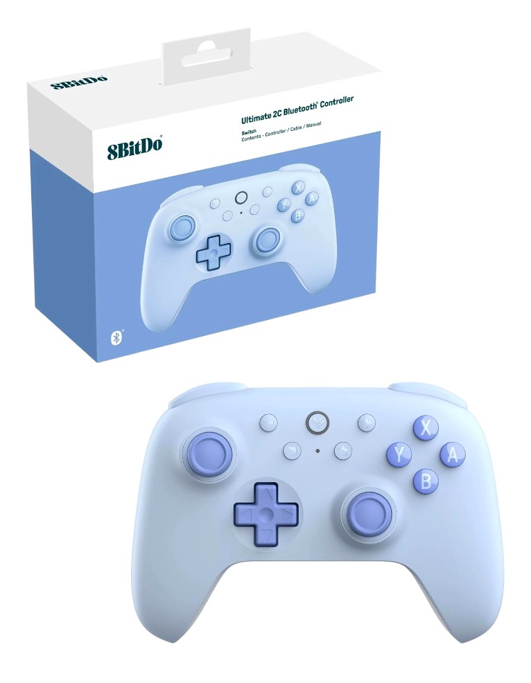 8bitdo pad / ultimate 2c bluetooth controller / bezprzewodowy / switch / switch 2 / efekt hall'a / niebieski
