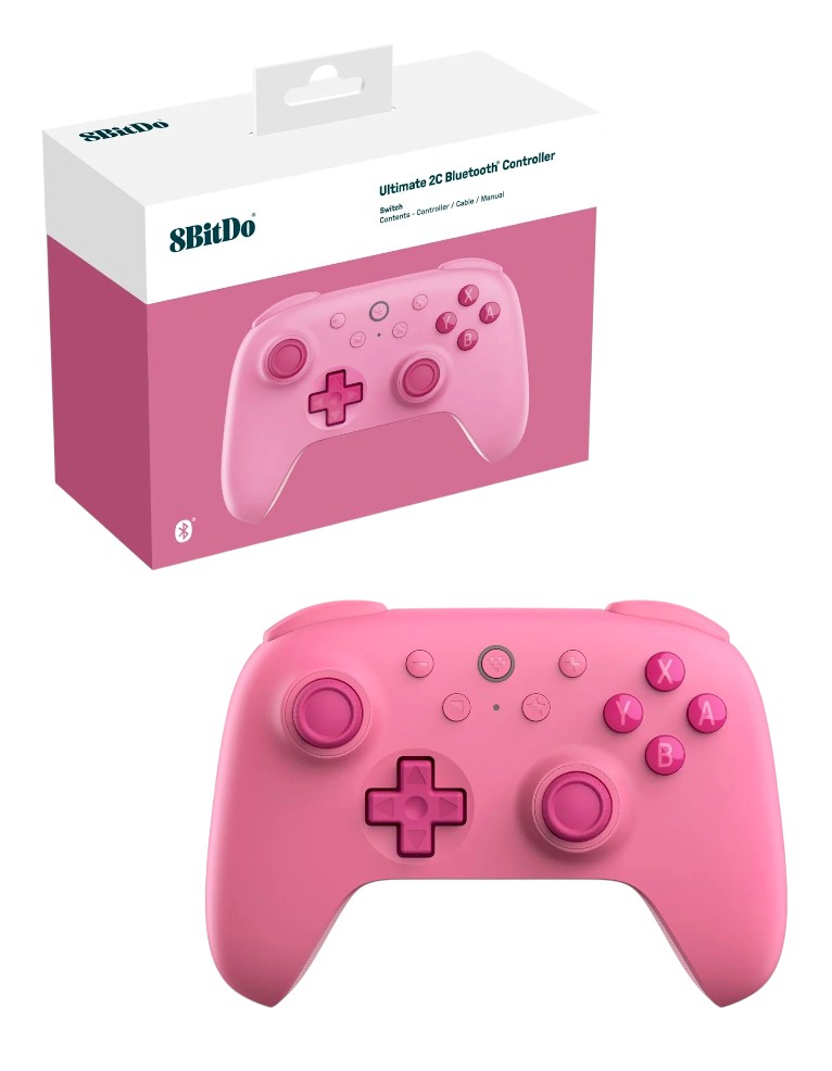 8bitdo pad / ultimate 2c bluetooth controller / bezprzewodowy / switch / switch 2 / efekt hall'a / różowy