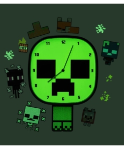 zegar Ścienny minecraft + naklejki / creeper glow in the dark wall clock