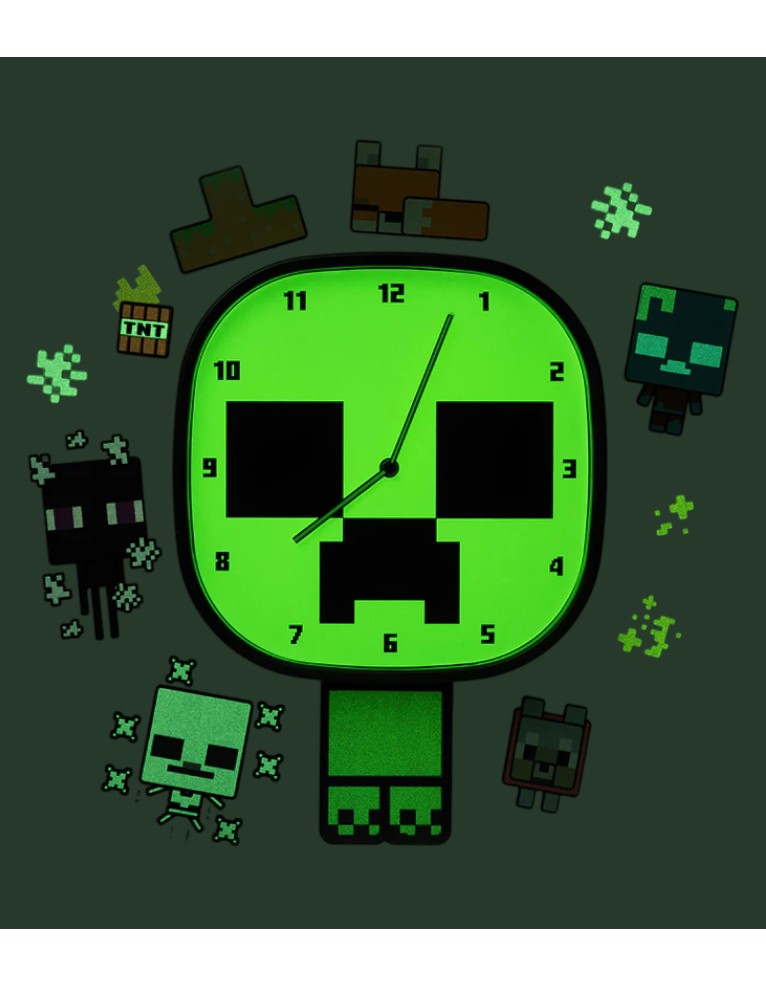 zegar Ścienny minecraft + naklejki / creeper glow in the dark wall clock