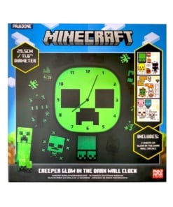 zegar Ścienny minecraft + naklejki / creeper glow in the dark wall clock