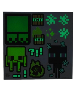 zegar Ścienny minecraft + naklejki / creeper glow in the dark wall clock