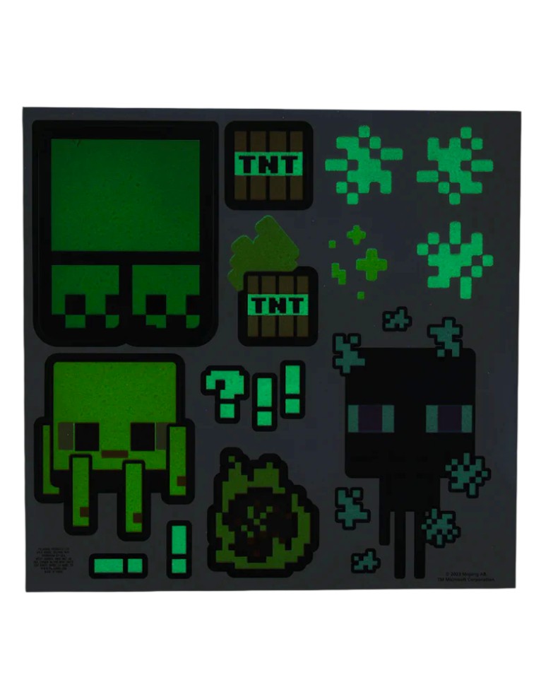 zegar Ścienny minecraft + naklejki / creeper glow in the dark wall clock