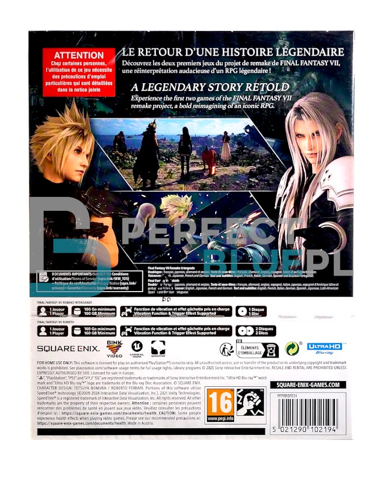 gry ps5 final fantasy vii remake intergrade + rebirth twin pack