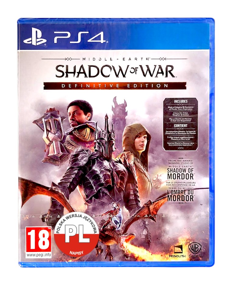 gra ps4 / ps5 / shadow of war: definitive edition / cień wojny: edycja ostateczna