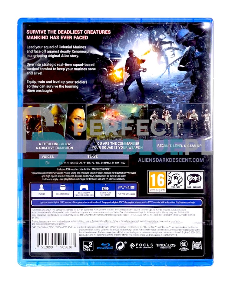 gra ps4 / + ps5 upgrade / aliens dark descent
