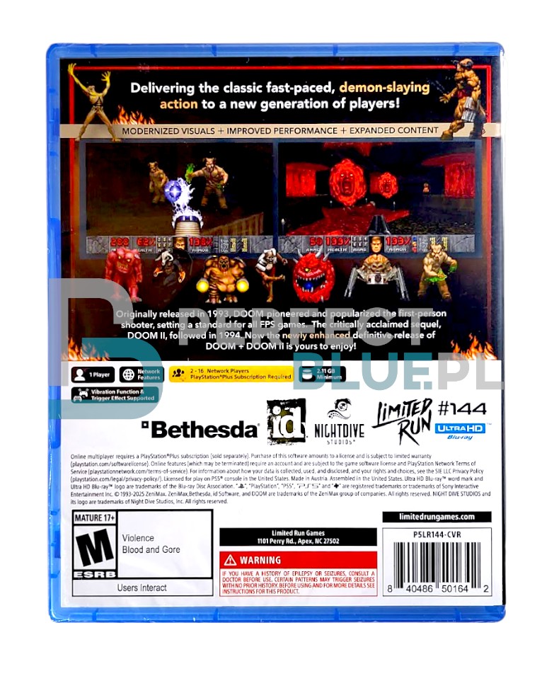 gry ps5 doom + doom ii / limited run! / import usa