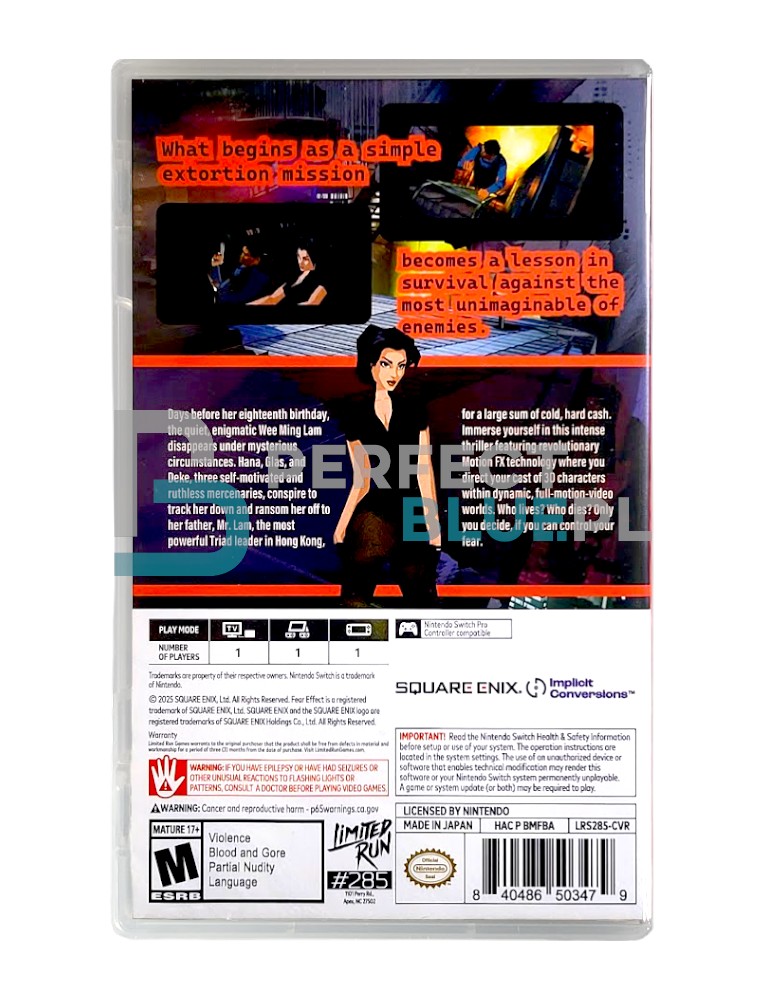 gry nintendo switch fear effect / limited run! / import usa
