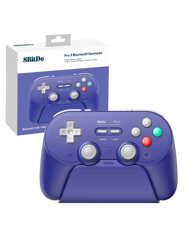 8bitdo pad / pro 3 bluetooth gamepad purple / bezprzewodowy / pc / nintendo switch / switch 2 / + podstawka
