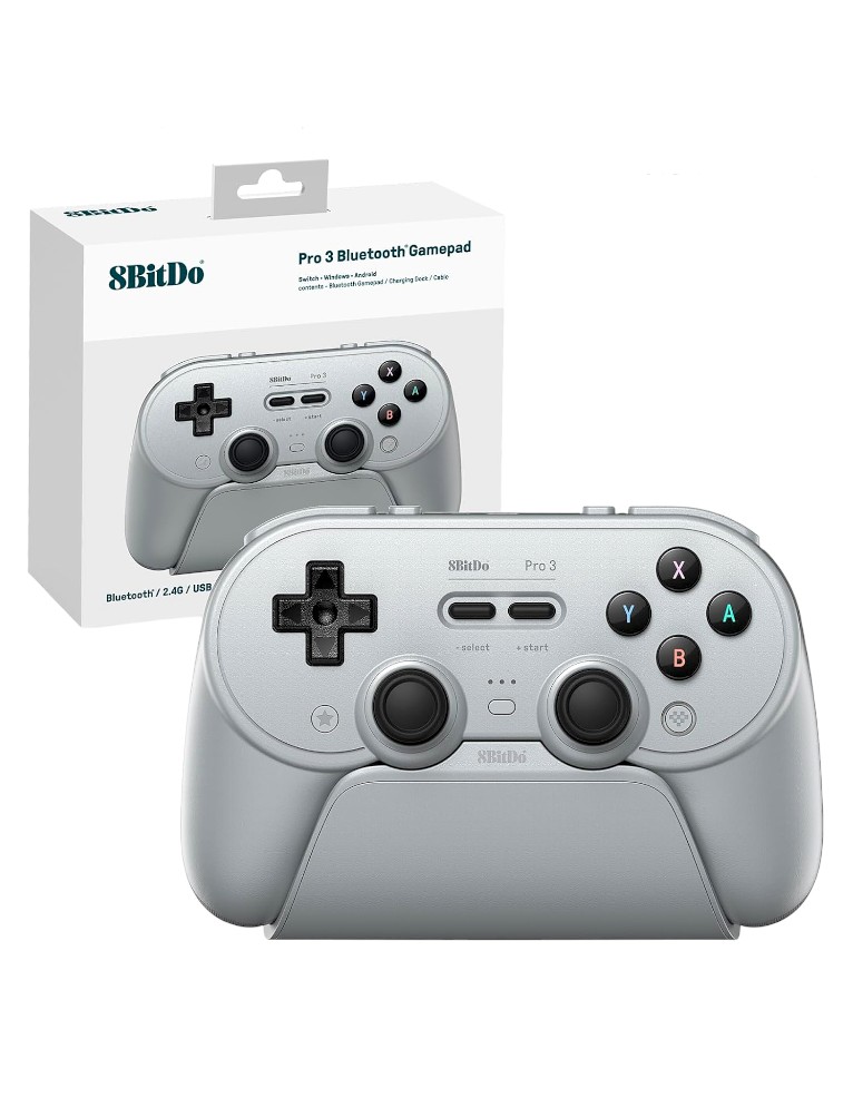 8bitdo pad / pro 3 bluetooth gamepad / bezprzewodowy / pc / nintendo switch / switch 2 / szary / + podstawka