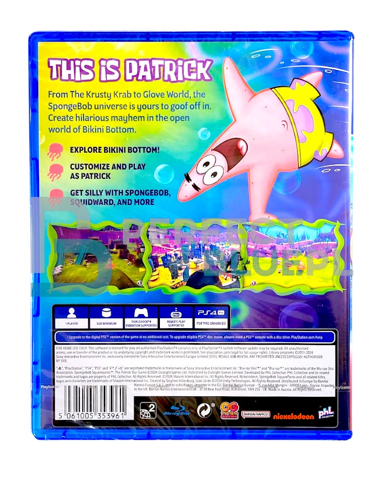gra ps4 / + ps5 upgrade / spongebob squarepants: the patrick star game