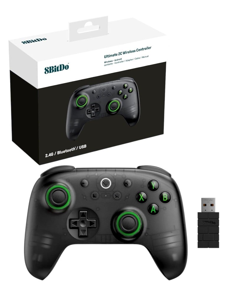 8bitdo pad / ultimate 2c / 2.4g wireless controller / bezprzewodowy / pc / efekt hall'a / transparent black