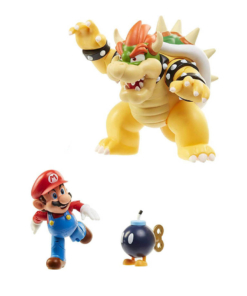 gadżet 3 ruchome figurki: super mario, bowser oraz bob omb