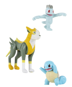 gadżet 3 minifigurki pokemon: squirtle + boltund + machop