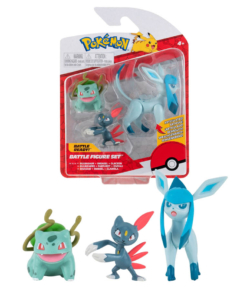 gadżet 3 minifigurki pokemon: bulbasaur + sneasel + glaceon