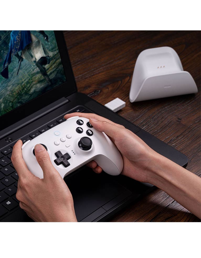 8bitdo pad / ultimate bluetooth controller / bezprzewodowy / pc / nintendo switch / biały / podstawka w zestawie