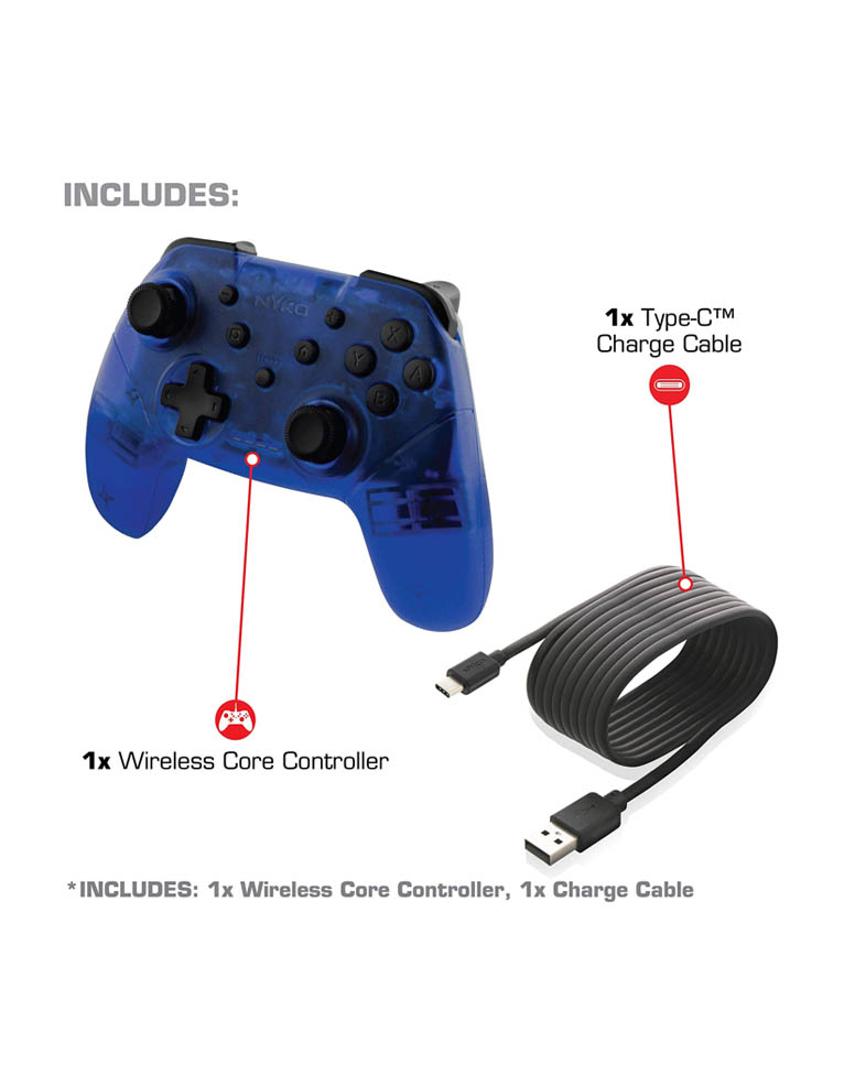 nyko bezprzewodowy kontroler / pro controller / nintendo switch, pc / niebieski.
