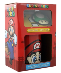 gadżet zestaw kubek, podkładka, brelok super mario