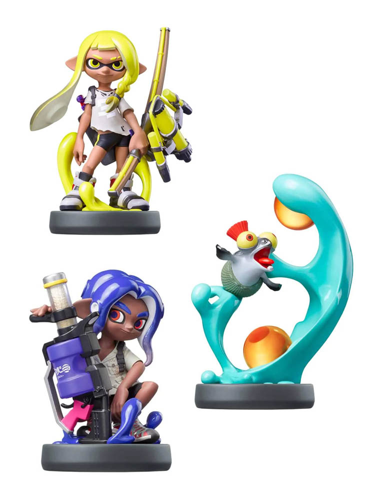 figurki amiibo splatoon 3 / 3 figurki: octoling (blue) / inkling (yellow) / smallfry
