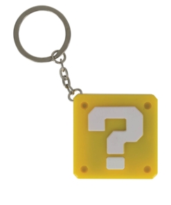 gadżet brelok question block super mario bros. z lampką.