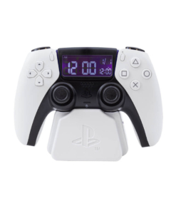 gadżet zegar z budzikiem w kształcie kontrolera playstation 5 dualsense / biały