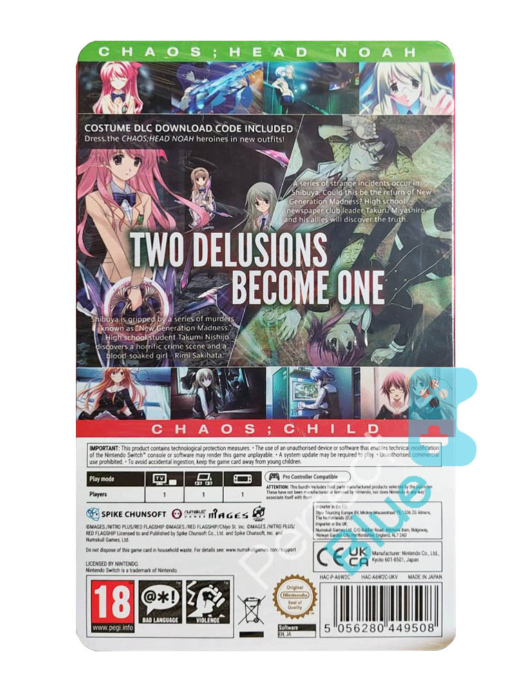 gra nintendo switch chaos;head noah / chaos:child double pack / steelbook launch edition