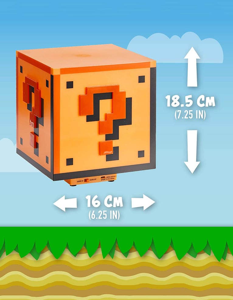 gadżet duża lampka nintendo super mario bros. question block / 18,5 cm