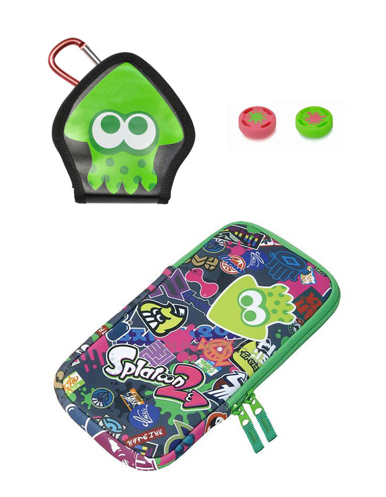 hori etui pokrowiec nintendo switch splatoon 2 + nakładki na analogi + etui na kartridże