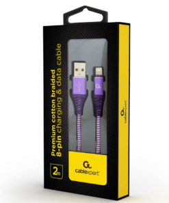 fioletowy pozłacany kabel usb lightning apple iphone 5/6/7/8/x 2 metry