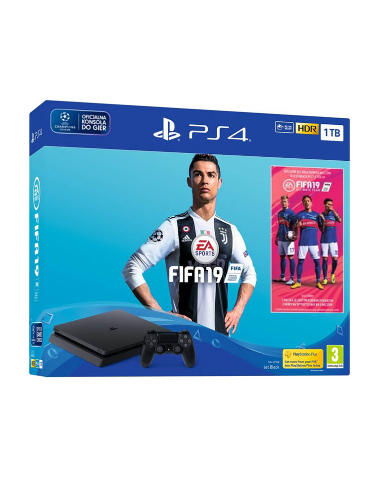 konsola sony playstation 4 ps4 silm 1tb 1000gb + fifa 19.