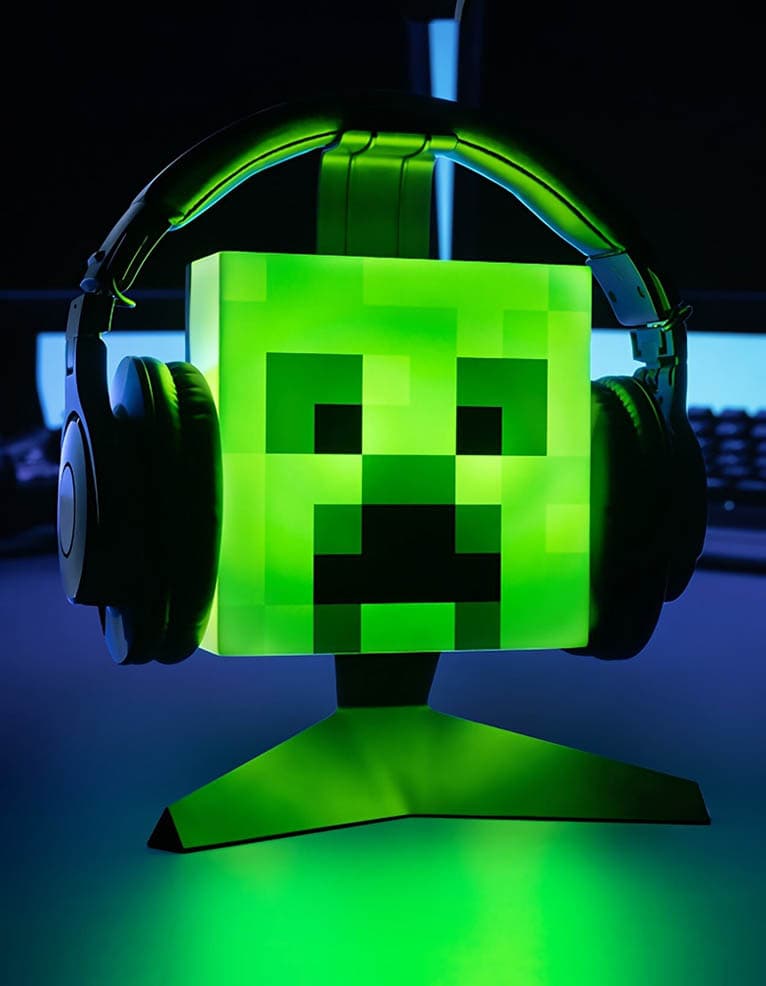 gadżet podświetlany stojak na słuchawki / lampka minecraft creeper