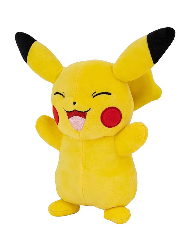 pluszowa maskotka pokemon pikachu stojący z zamkniętymi oczkami / 28cm