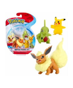 gadżet 3 minifigurki pokemon: flareon + larvitar + pikachu