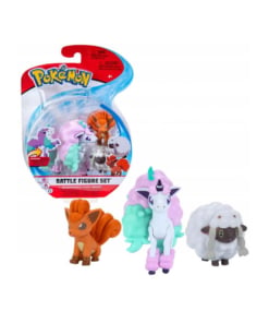 gadżet 3 minifigurki pokemon: galarian ponyta + vulpix + wooloo
