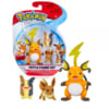 gadżet 3 minifigurki pokemon: raichu + eevee + morpeko