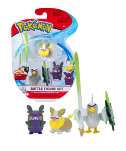 gadżet 3 minifigurki pokemon: sirfetch'd / morpeko / yamper
