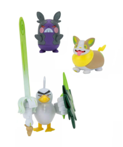 gadżet 3 minifigurki pokemon: sirfetch'd / morpeko / yamper