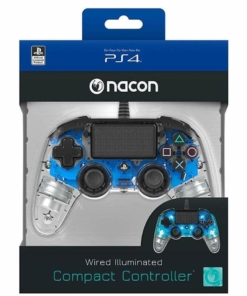 nacon niebieski Świecący przewodowy pad kontroler do ps4.
