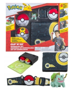 pokemon clip n go / pas trenera + torba na pokeballe + figurka bulbasaur+ x2 pokeball