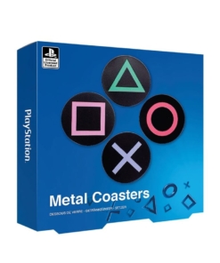 gadżet metalowe podkładki pod kubek playstation coasters