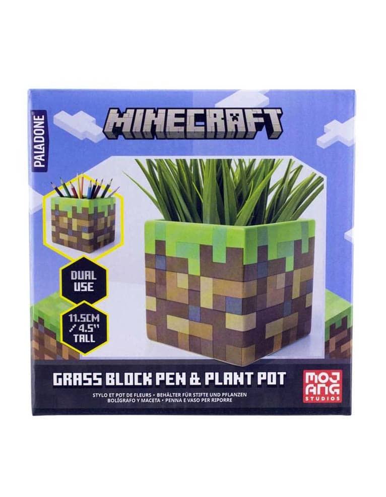 gadżet doniczka / przybornik na biurko / minecraft blok trawy