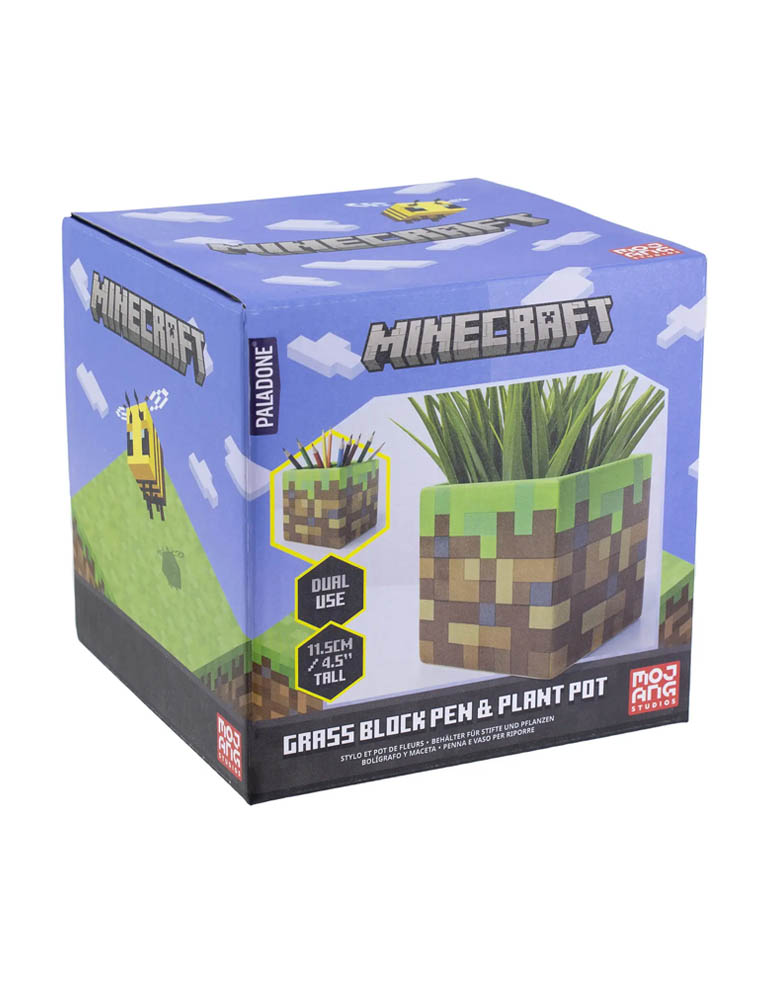gadżet doniczka / przybornik na biurko / minecraft blok trawy