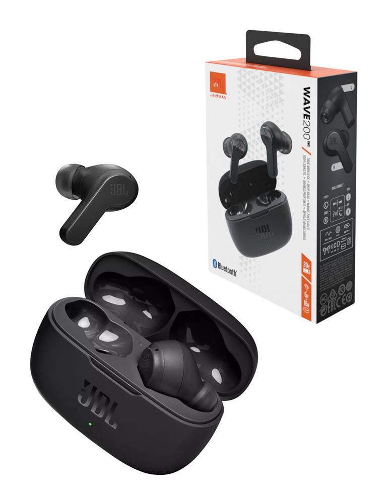 słuchawki bezprzewodowe dokanałowe / jbl wave 200 tws / czarne