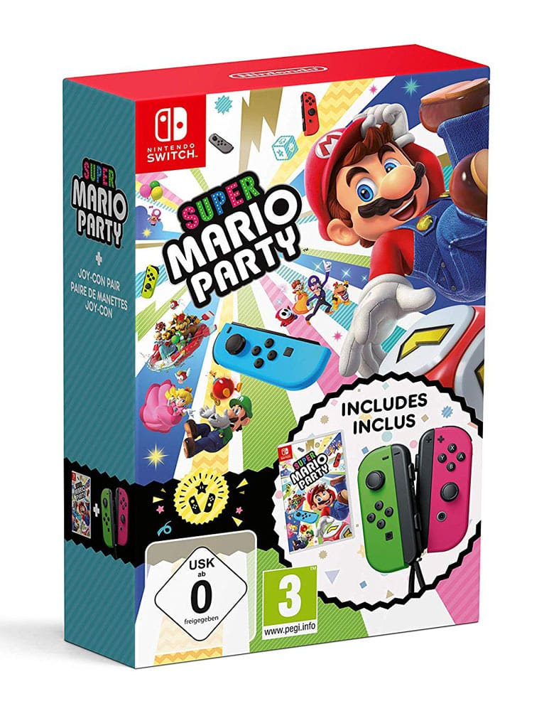 gra nintendo switch super mario party + joy con pair green/pink.